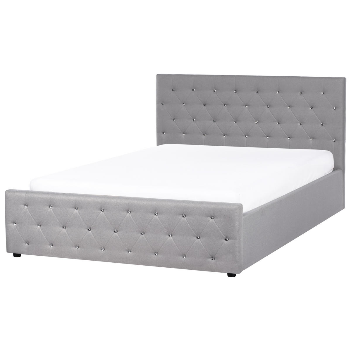 BETT mit Stauraum 160/200 cm Stoff Hellgrau Amiens - Hellgrau, Textil (160/200cm) - Beliani
