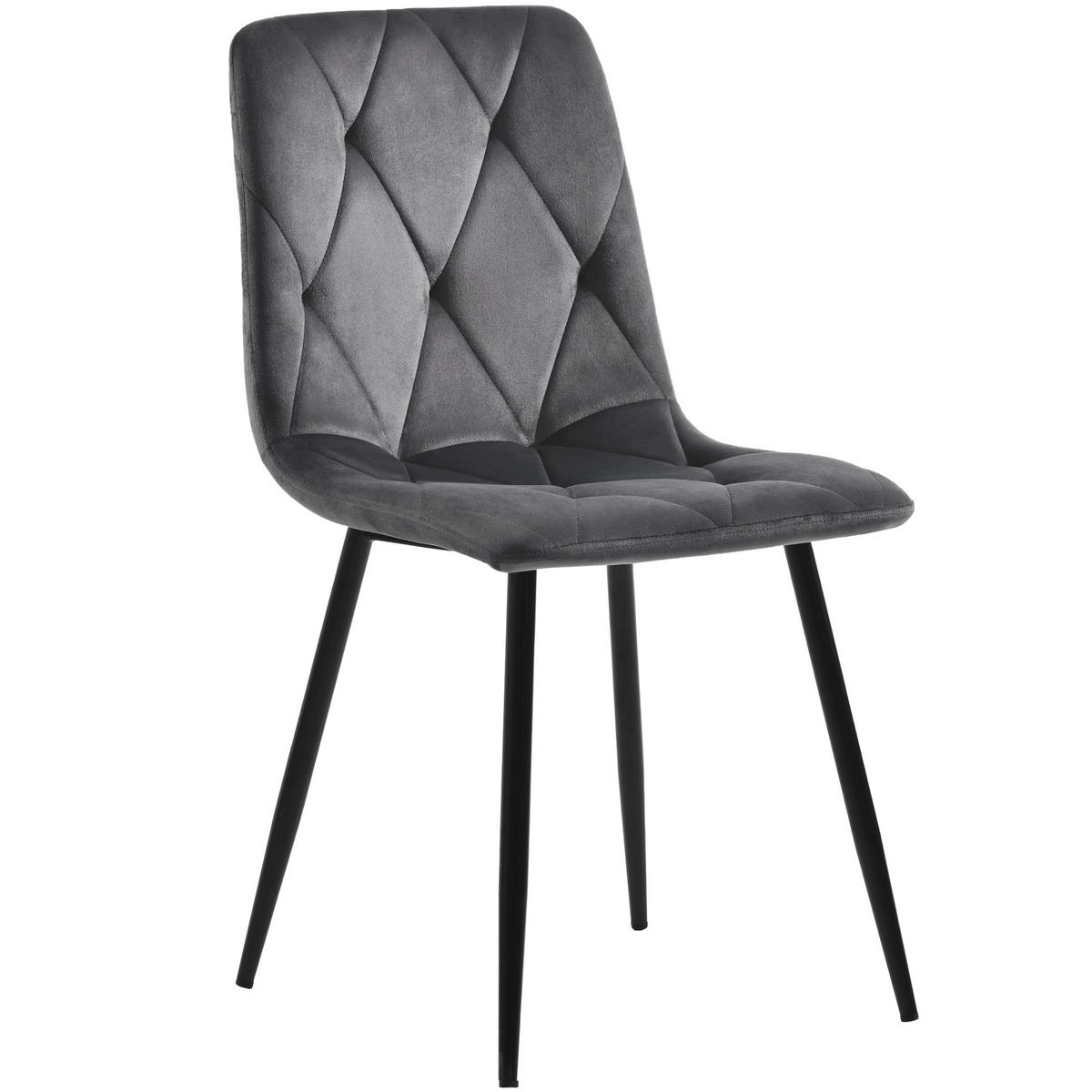 ESSZIMMERSTUHL 4-Tlg Dunkelgrau, Twill Samt, Metallbeine - Grau, Textil (45/86/40cm) - FLIEKS