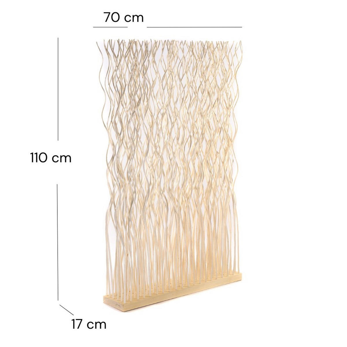 RAUMTEILER Kinki Weidenholz gewellt geblichen - Beige, Naturmaterialien (70/110/17cm) - CREEDWOOD