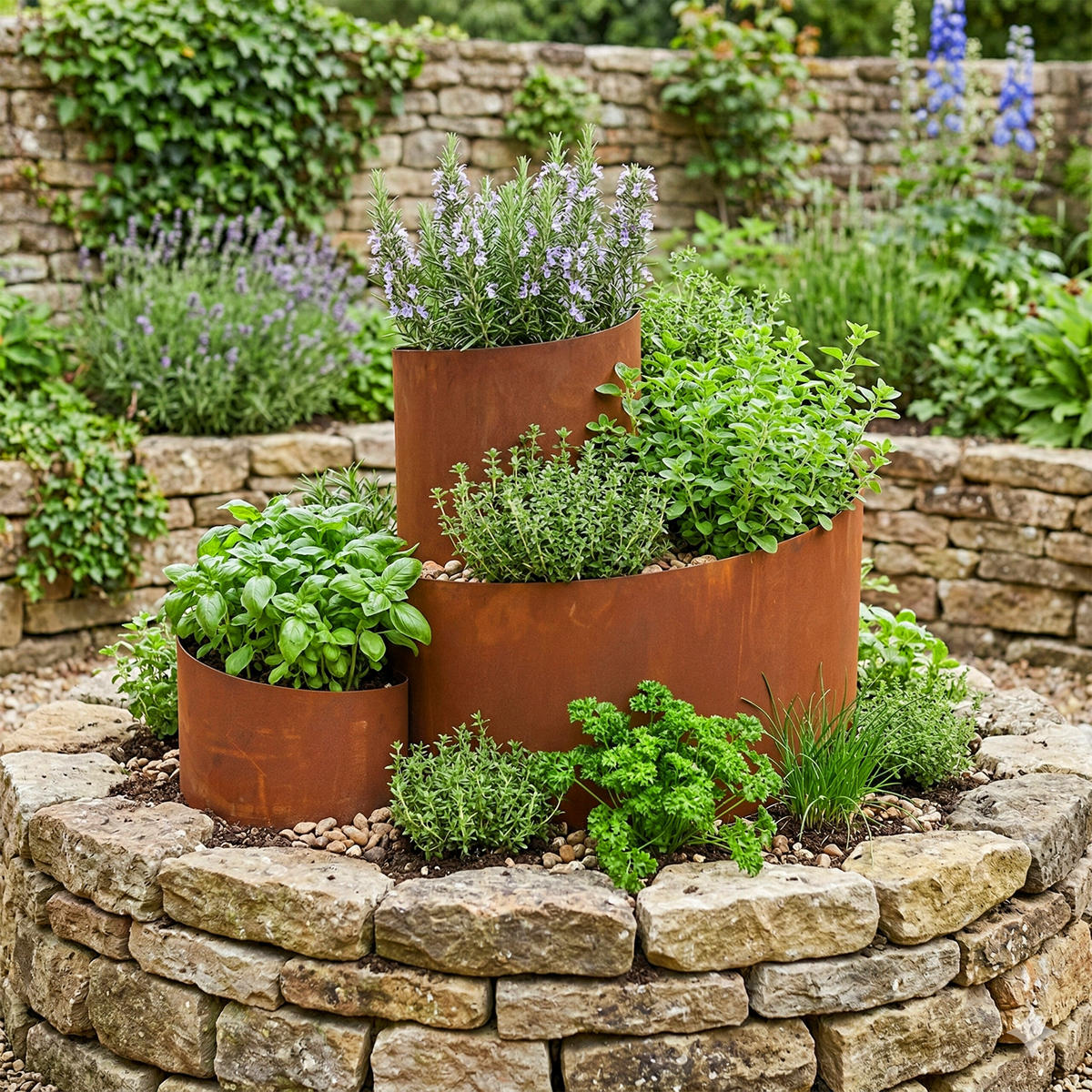 KRÄUTERSPIRALE - Braun, Metall (61/43/41cm) - Relaxdays