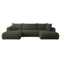 WOHNLANDSCHAFT Ovo Olivgrün Velours - Schwarz/Olivgrün, Textil (380/95/167cm) - Selsey