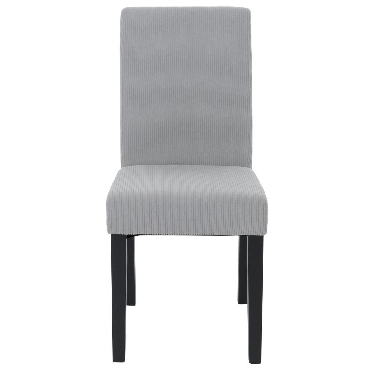 ESSZIMMERSTUHL 2er-Set klassisch und zeitlos 90x42x50cm Sitzhöhe 47cm Stoff/Textil Cord Holz dunkle Beine Hellgrau - Hellgrau, Textil (42/90/50cm) - CHEFGASTRO