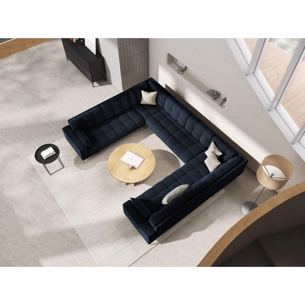 Thumbnail - Micadoni Panoramasofa, Dunkelblau, Textil, 6-Sitzer, U-Form, 185x75x383 cm, Hergestellt in Europa, Oeko-Tex®, Wohnzimmer...