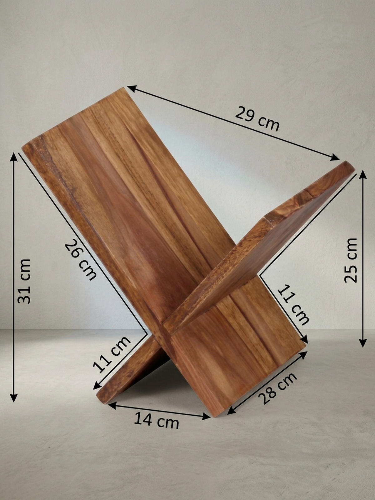 ZEITUNGSSTÄNDER Massivholz Handgefertigt X-Form, Braun 29x28x31 cm - Braun, Holz (29/31/28cm) - KADIMA DESIGN