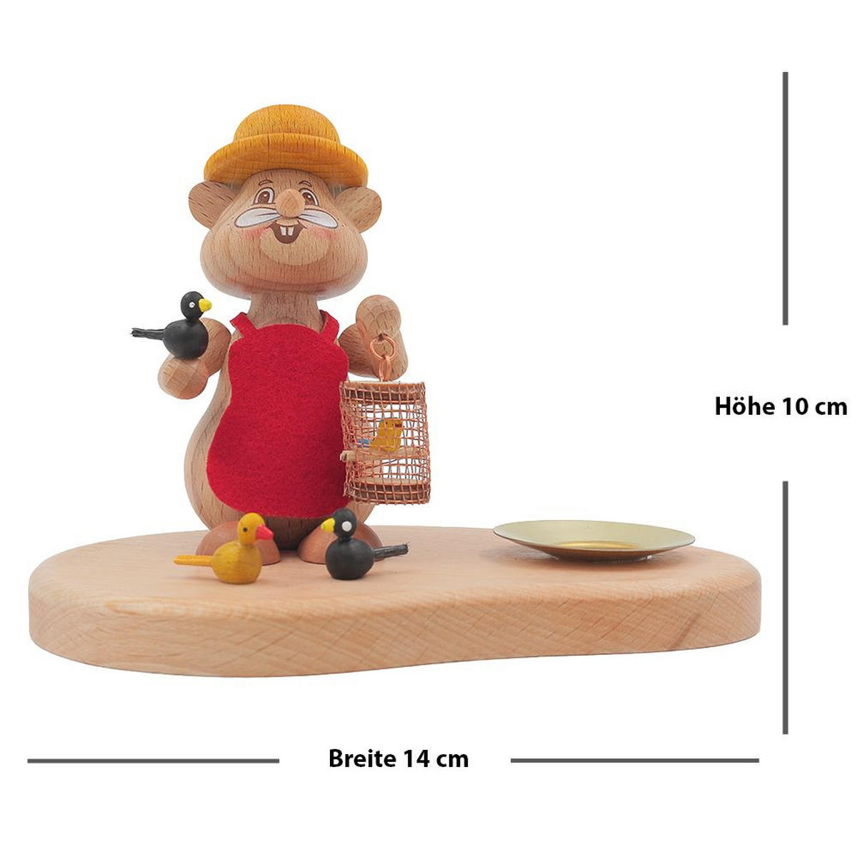 HOLZFIGUR Hamster Vogelzüchter mit Kerzenhalter 11 cm - Multicolor, Metall (14/1/0.1cm)