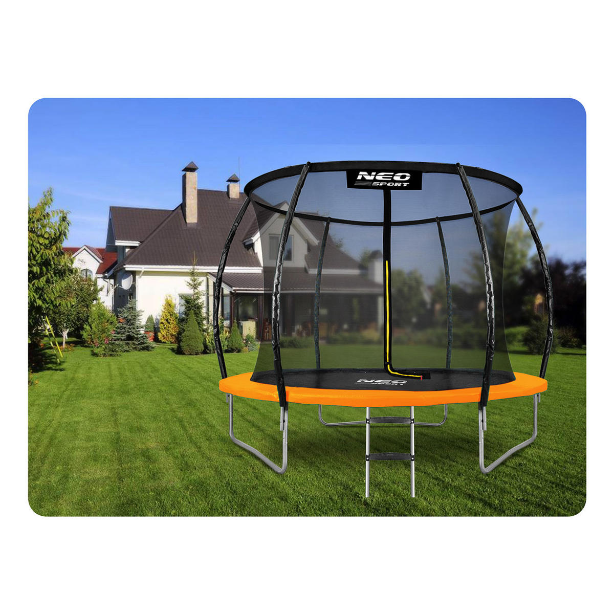 PROFILIERTES Gartentrampolin 10 ft/312 cm mit Innennetz - Orange, Metall (312/312cm)