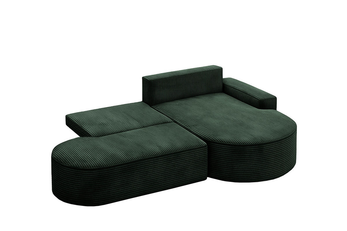ECKSOFA mit Schlaffunktion und Bettkasten Modena Runden stoff Poso Grün Rechts - Grün, Holz/Textil (278/179cm) - Kaiser Möbel