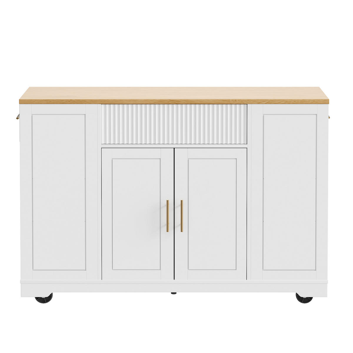 KÜCHENINSEL 120/50/92 cm weiß aus MDF mit Rollen - Weiß, Holzwerkstoff (120/92/50cm) - OKWISH