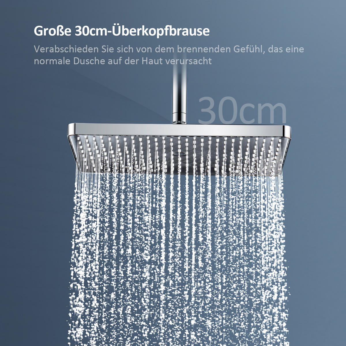 ÜBERKOPFBRAUSESET mit Armatur Thermostat und Ablage Chrom - Chromfarben, Metall (36/106.6/48.7cm) - EMKE