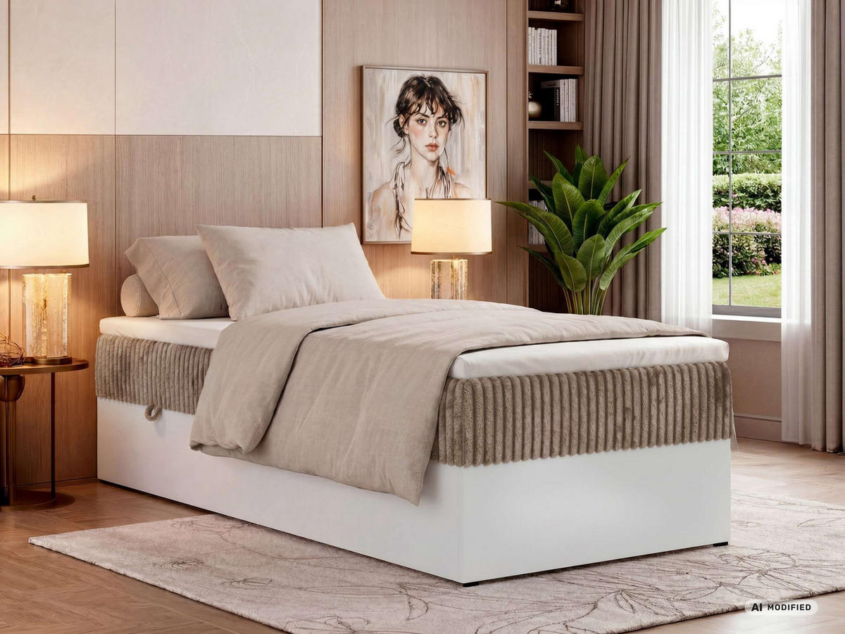 AMERICKÁ POSTEĽ TRAVIT ZERO 90 90/200 - Hnedá Manšester - Topper T25 - H3 (stredne tvrdý) - hnedá/čierna, textil/plast (90/200cm) - MKS