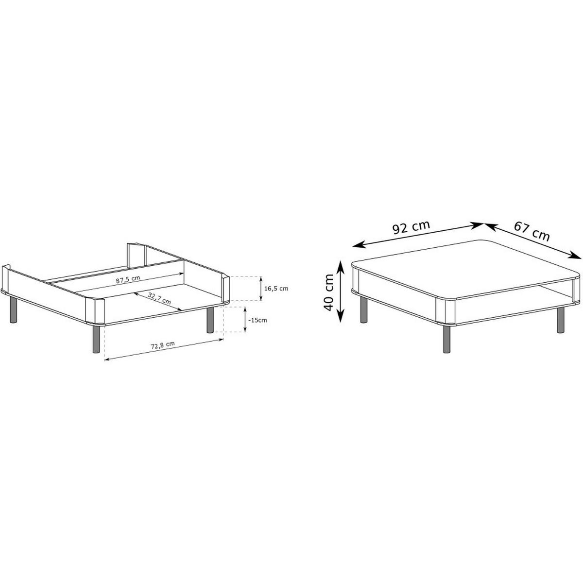 COUCHTISCH Nevada Taupe 92x67 cm - Taupe/Schwarz, Holzwerkstoff/Metall (67/92/40cm) - Beautysofa