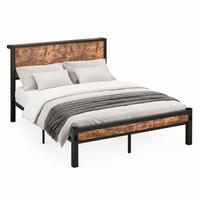 BETT mit Stauraum 120x200 cm Metall/MDF Braun-Schwarz - Braun, Metall (120/200cm) - Meubliv