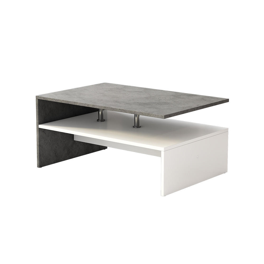 COUCHTISCH Mike Beton 90 x 60 cm - Schieferfarben/Weiß, Holzwerkstoff (60/90/42cm) - Vicco