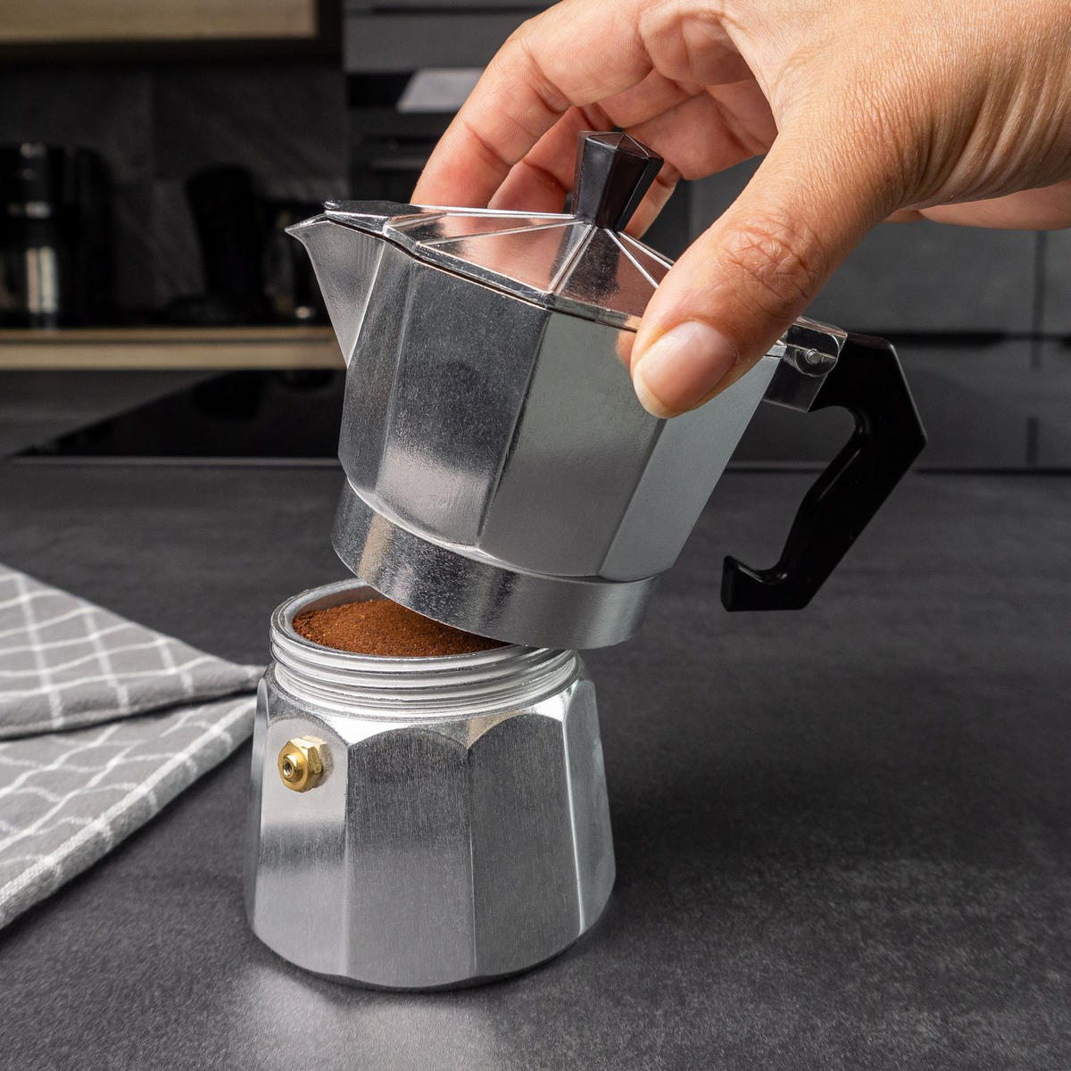 ESPRESSOKOCHER Aluminium 3 Tassen Mokka-Kanne - Silberfarben, Metall (8.5/10/16cm) - Intirilife