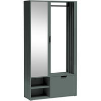 GARDEROBEN-SET Lena Uni mit Spiegel, Sitzbank & Kleiderstange – 100/189/33 cm – Dunkelgrün, Salbeigrün - Dunkelgrün, Holzwerkstoff (100/189/33cm) - WFL GROUP