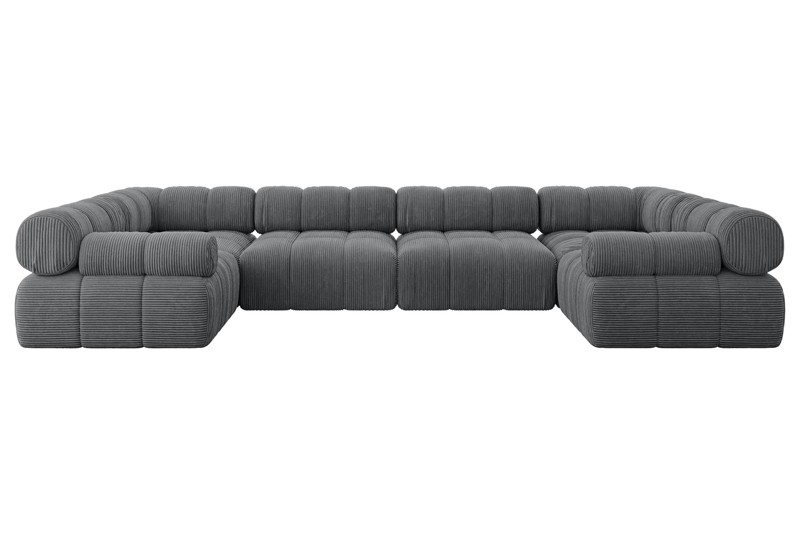 Altdecor Wohnlandschaft Dunkelgrau 380x70x190 cm