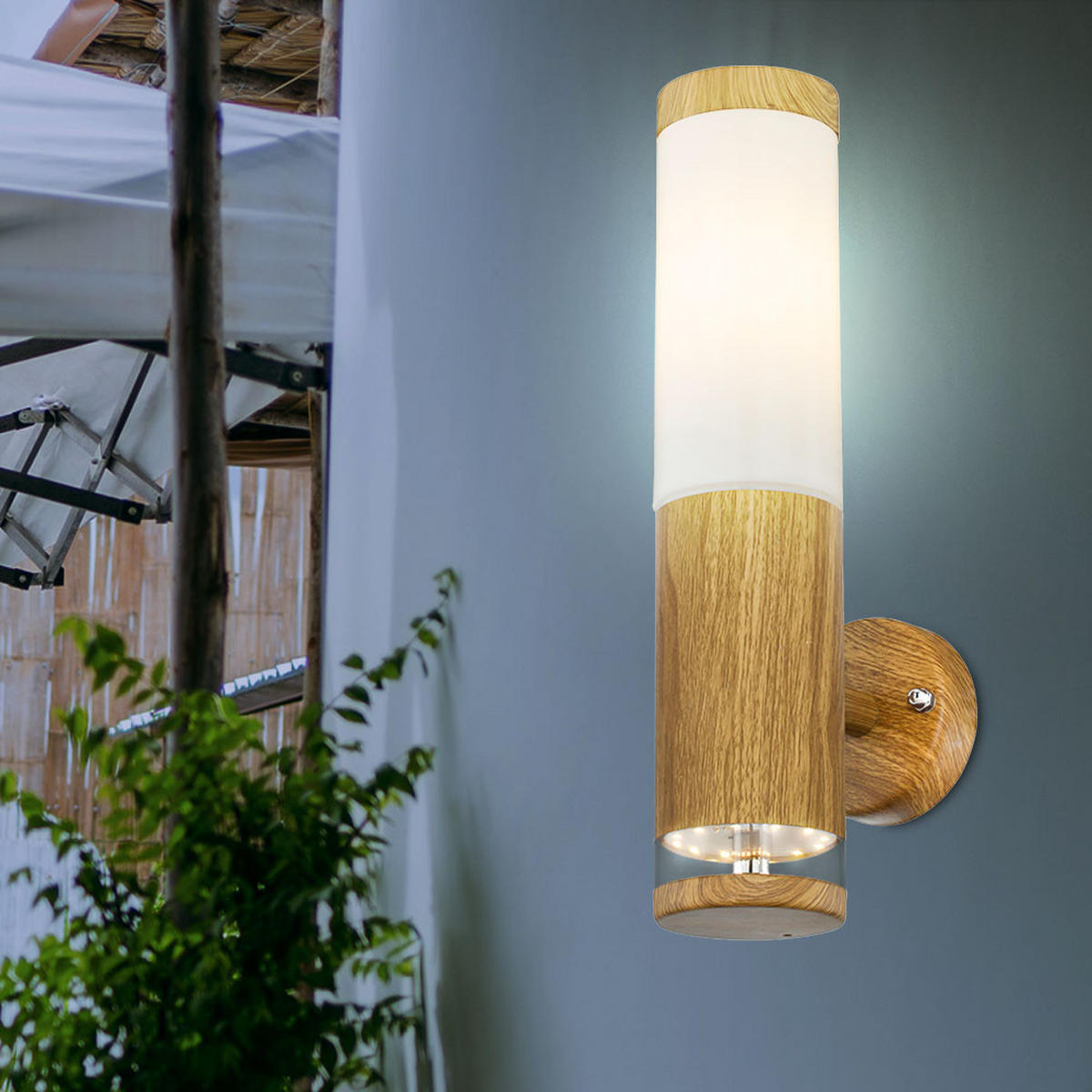 LED AUSSEN-WANDLEUCHTE Edelstahl Braun - Braun, Metall (8.5/35/14.2cm) - Globo Lighting