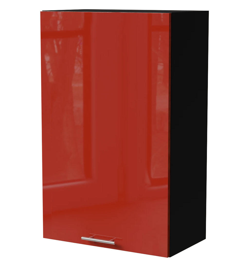 HÄNGESCHRANK Brerra W4/60/1 Schwarz / RAL 3002 karminrot Hochglanz 60 / 32,5 / 96cm - Rot/Schwarz, Holz/Holzwerkstoff (60/96/32.5cm) - Feldmann-Wohnen