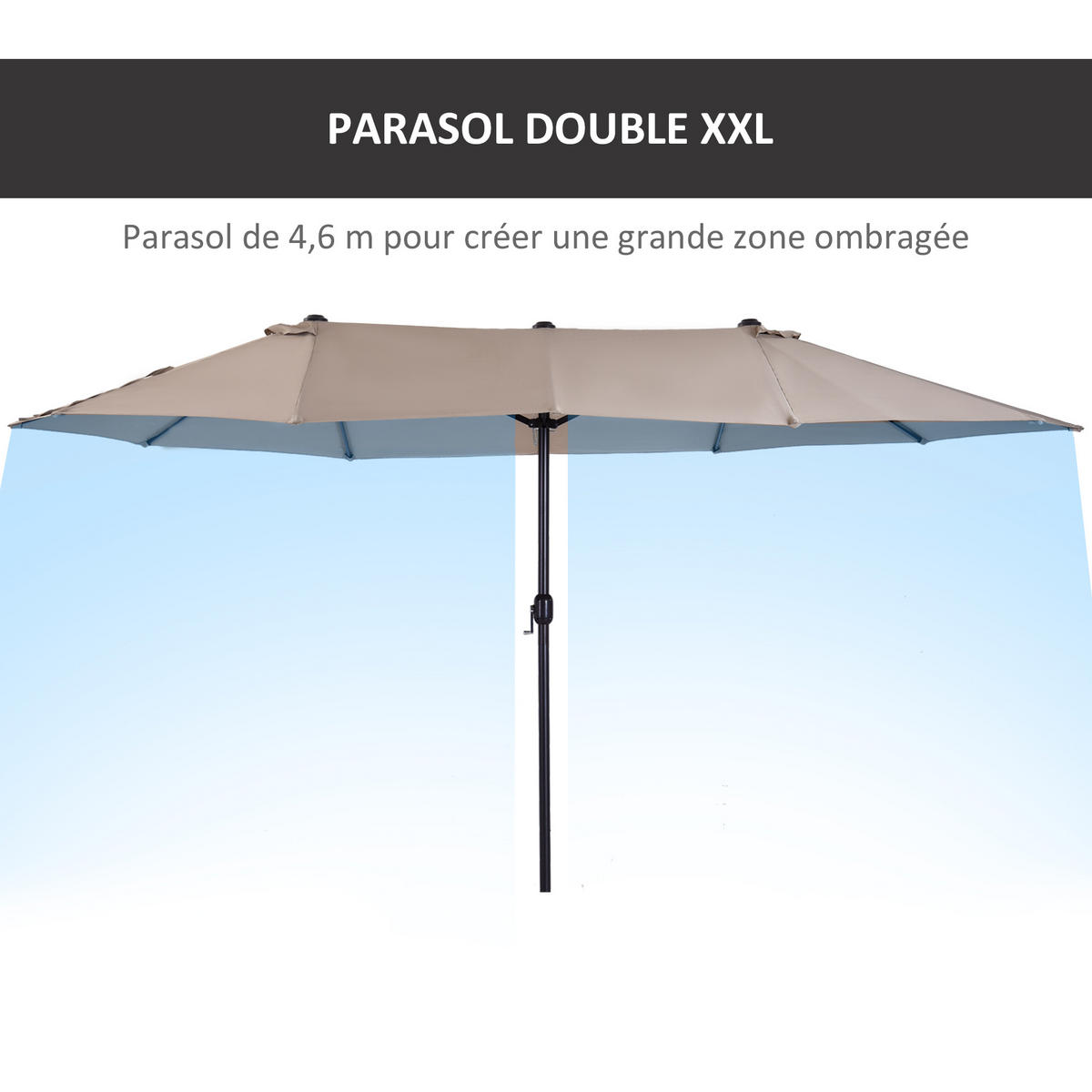 SONNENSCHIRM DE-11359 rechteckig, mit Kurbel, Stahl Braun - Braun, Metall (270/460cm) - ComfortXL