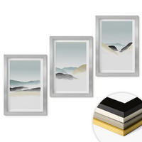 WANDBILDER 3er Set - 20x30 cm Silberner Rahmen - Minimalistische Pastellberge - Silberfarben, Kunststoff (20/30cm) - ArtPrintCave