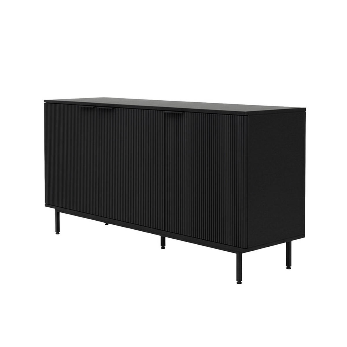 SIDEBOARD NYLA - Schwarz, 154 x 73 cm - Schwarz, Holzwerkstoff (154/73/42cm) - Home Deluxe