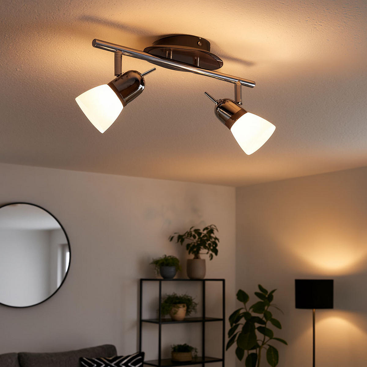 DECKENLEUCHTE Stahl Chrom Silber - Silberfarben, Glas (41/16/16cm) - Esto