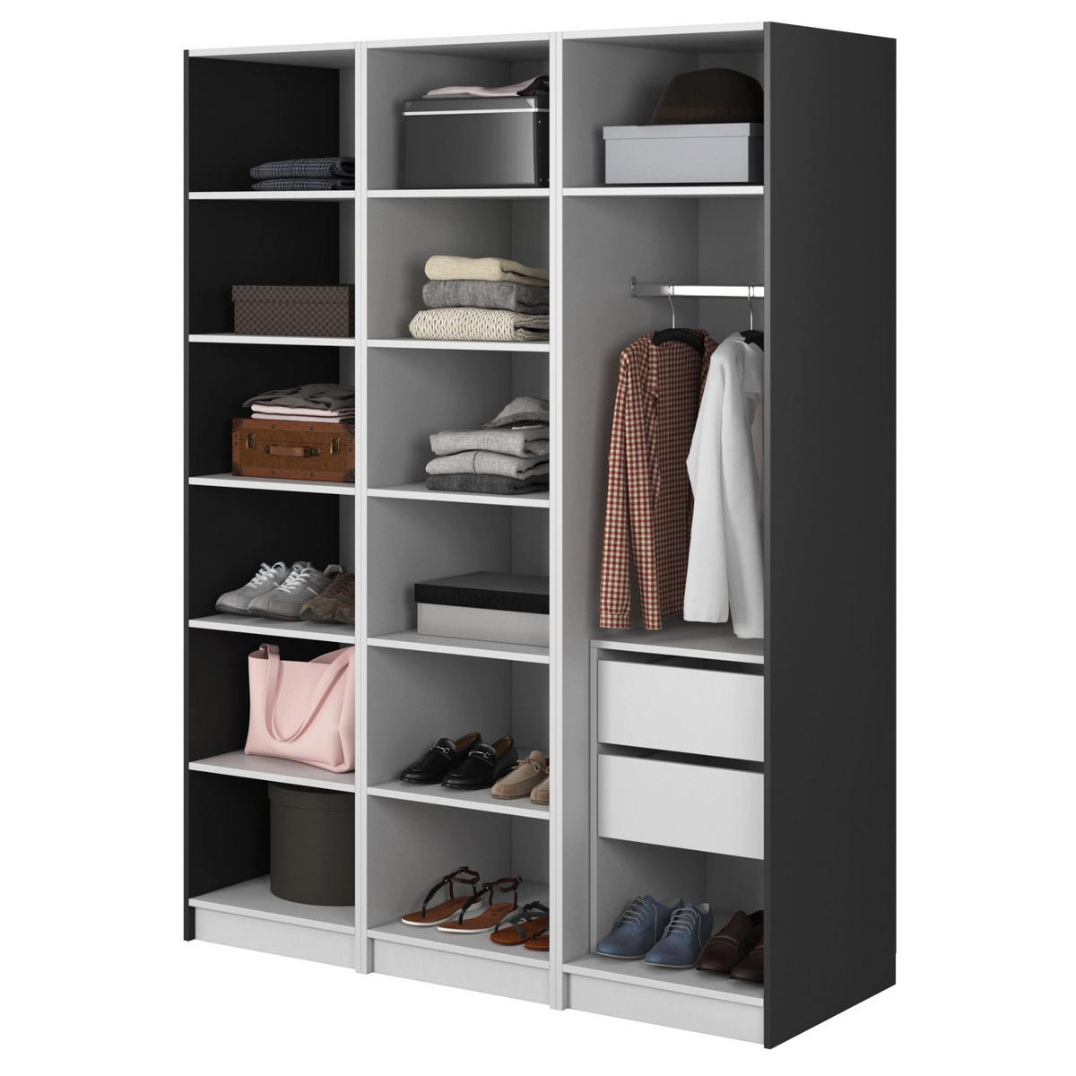 KLEIDERSCHRANK Frame Schwarz 150 cm - Goldfarben/Schwarz, Holzwerkstoff/Metall (150/200.5/57cm) - Selsey