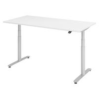 SCHREIBTISCH elektrisch Bluetooth & App XDLR 160/80/72 cm in Weiß/Silberfarben - Silberfarben/Weiß, Holzwerkstoff (160/80/72cm) - bümö