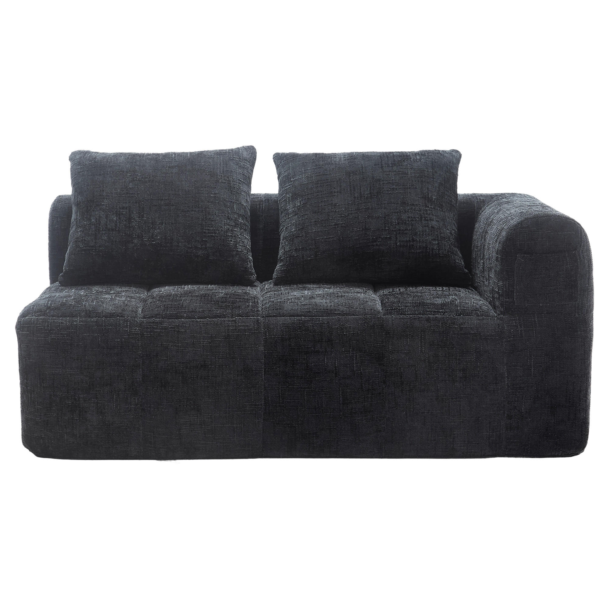 2-SITZER Sofa Chenille mit Chaiselongue und Seitentaschen 158/90/60 cm Schwarz - Schwarz, Textil (60/158/90cm) - Redom