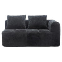 2-SITZER Sofa Chenille mit Chaiselongue und Seitentaschen 158/90/60 cm Schwarz - Schwarz, Textil (60/158/90cm) - Redom