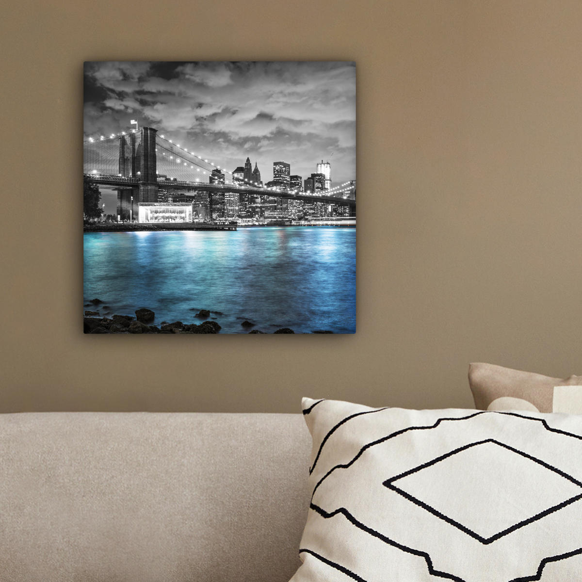 LEINWANDBILD New York - Skyline - Stadt - Blau 20x20 cm - Blaugrau, Textil (20/20cm) - MuchoWow