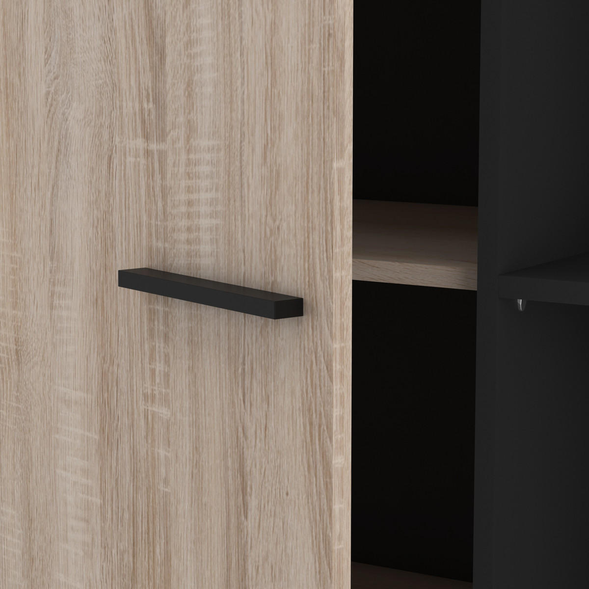 HIGHBOARD mit 1 Tür und 4 Fächern L83 x H154 cm - Wayne - Wildeiche, Holzwerkstoff (39.2/153.9/83cm) - Calicosy