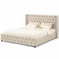 POLSTERBETT 160/200 cm in Beige Samt mit Bettkasten und Chesterfield-Design - Beige, Holzwerkstoff/Textil (160/200cm) - CHICFURN