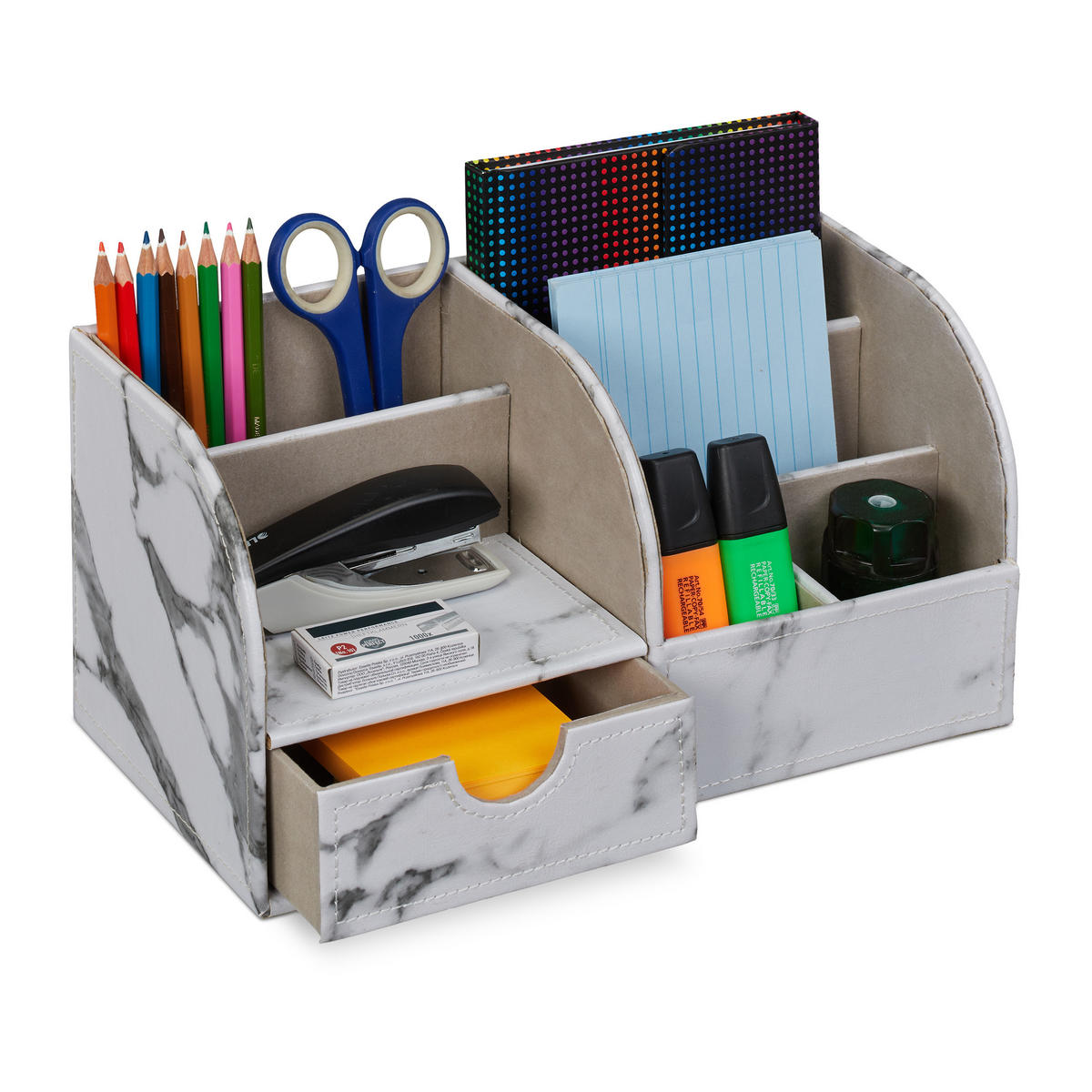 SCHREIBTISCH-ORGANIZER - Multicolor, Holzwerkstoff/Kunststoff (14.5/28/14.5cm) - Relaxdays