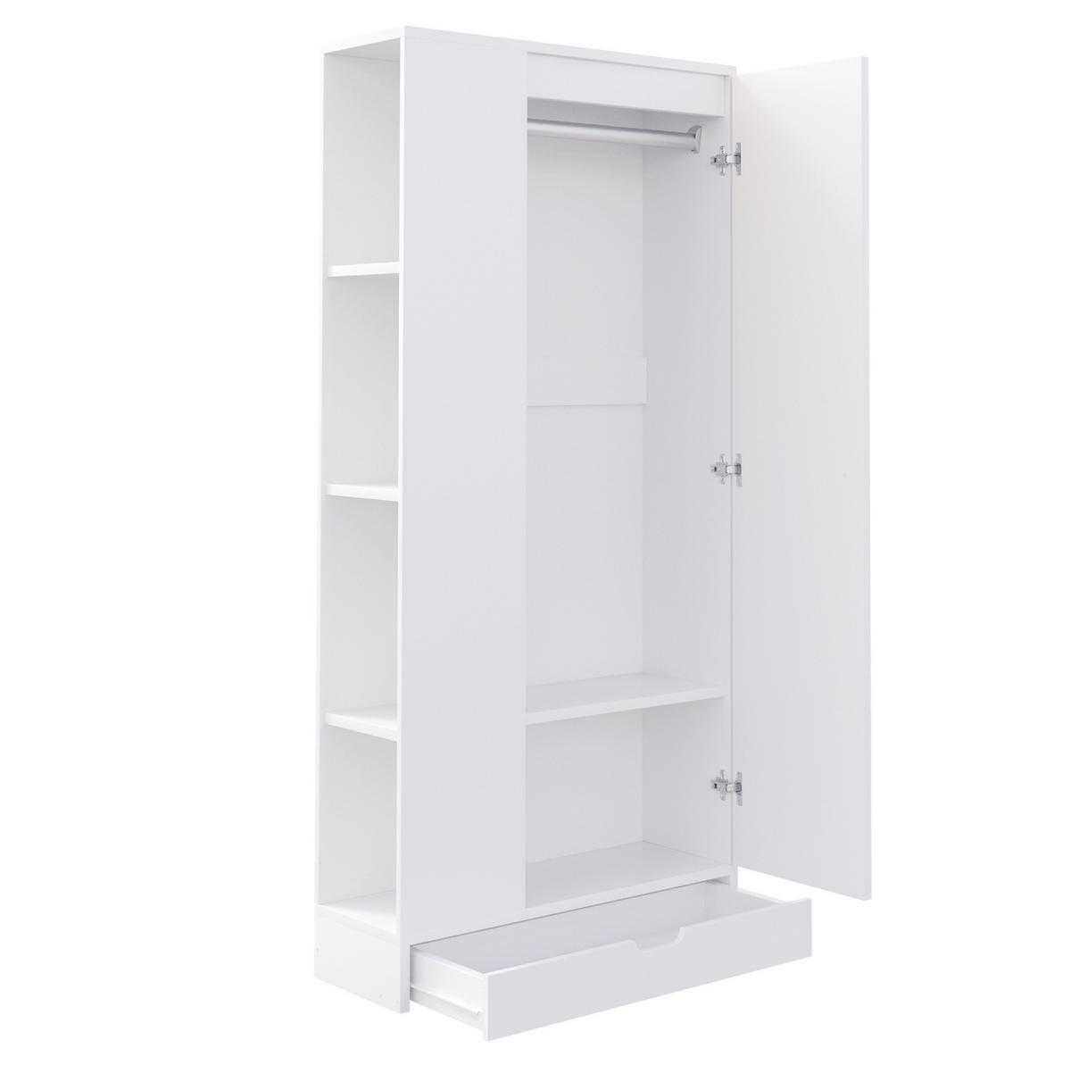 KLEIDERSCHRANK 70/40/170 cm aus Holz mit Einlegeböden, Weiß - Weiß, Holz (40/170/70cm) - OKMYHOME