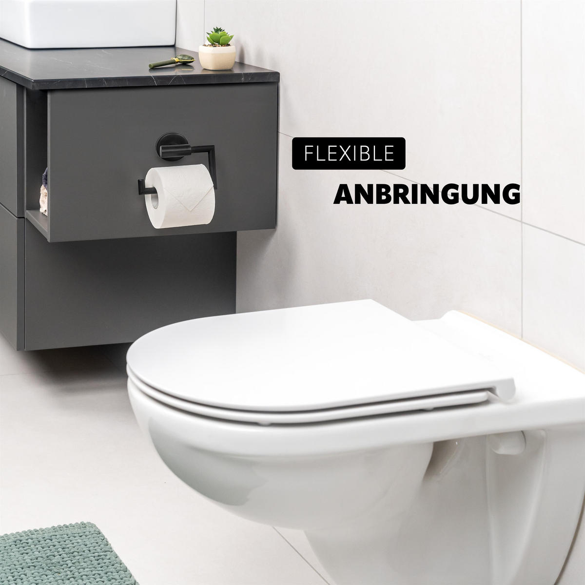 TOILETTENPAPIERHALTER PIAZZA BLACK, schwarz - Schwarz, Kunststoff (15.5/11/6cm) - bremermann