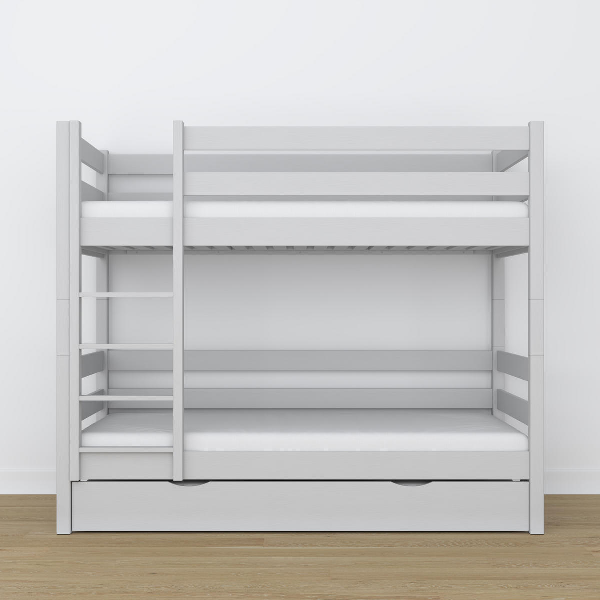 ETAGENBETT N01 mit Matratzenschublade Grau 80/190 - Grau, Naturmaterialien/Holz (80/190cm) - N-Wood