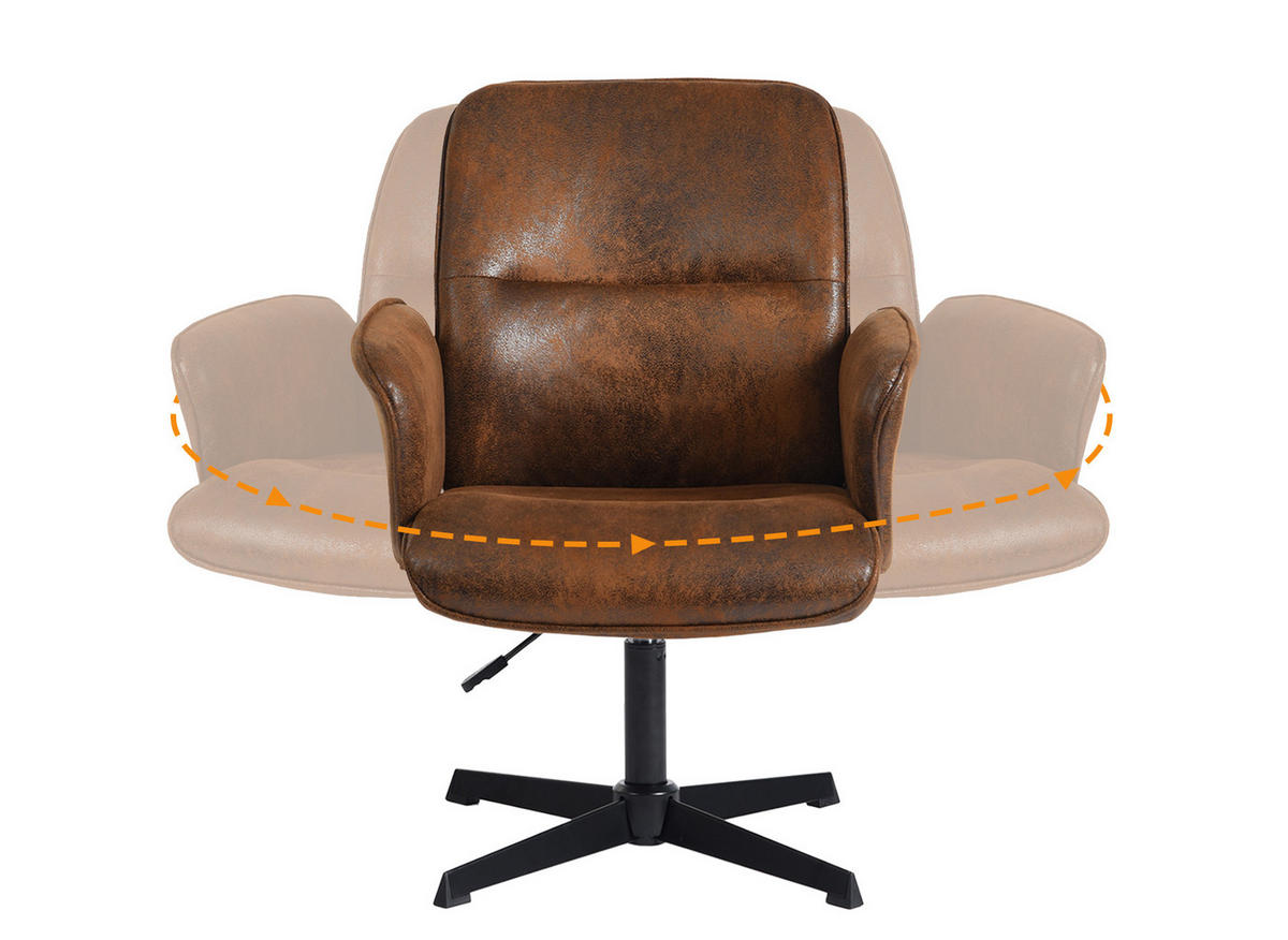 DREHSTUHL in Braun Wildlederoptik - Schwarz/Braun, Leder/Textil (62/94/49.5cm) - Meubles Cosy