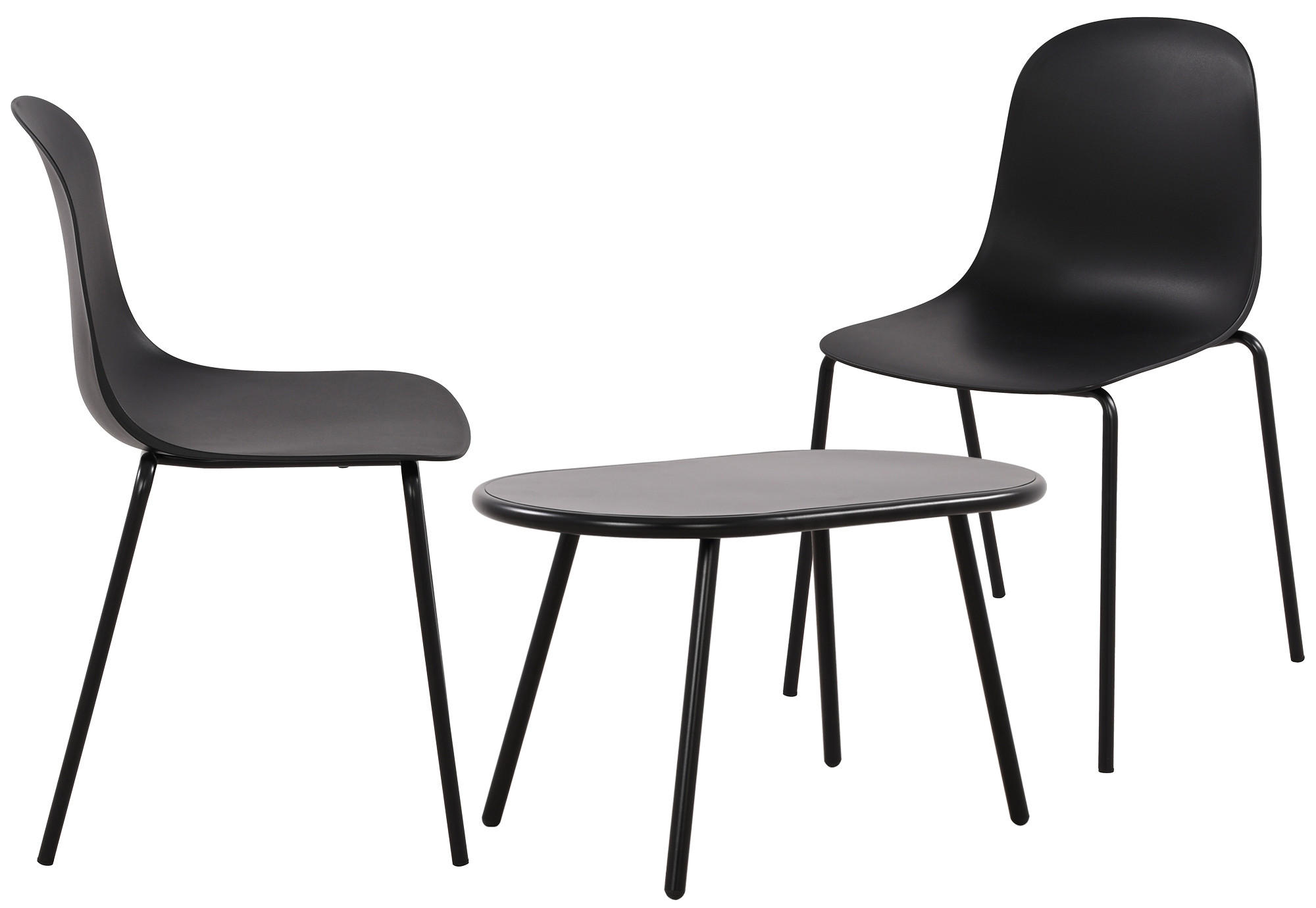 GARTENSITZGRUPPE Kunststoff Schwarz (3-teilig) - Schwarz, Kunststoff - CLP