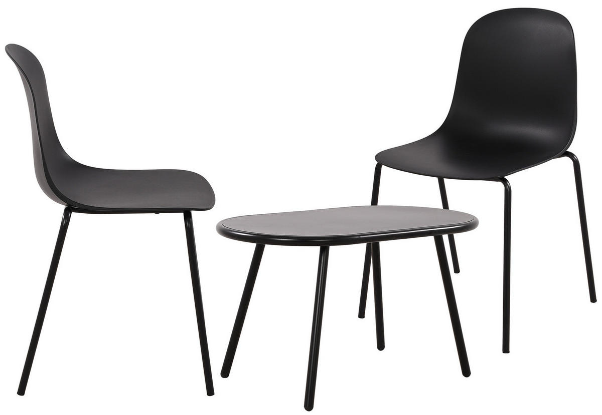 GARTENSITZGRUPPE Kunststoff Schwarz (3-teilig) - Schwarz, Kunststoff - CLP