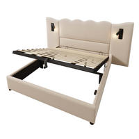 STAURAUMBETT 180/200 cm DE-32522 mit Leselampe Beige - Beige, Metall (180/200cm) - ComfortXL