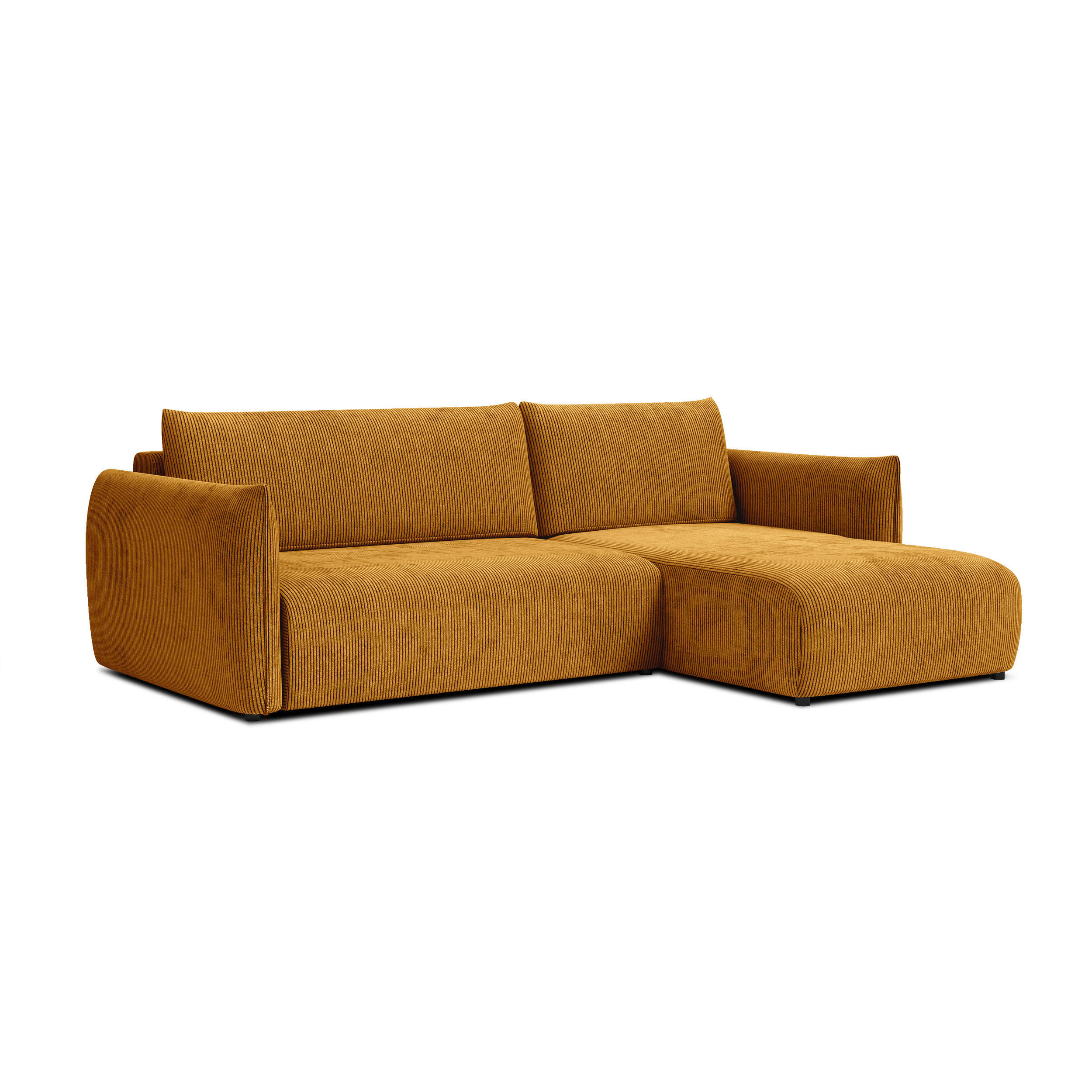 ECKSOFA TAUER 3-Sitzer links, safran - Gelb/Schwarz, Holz/Textil (248/173cm) - Courtois Laville