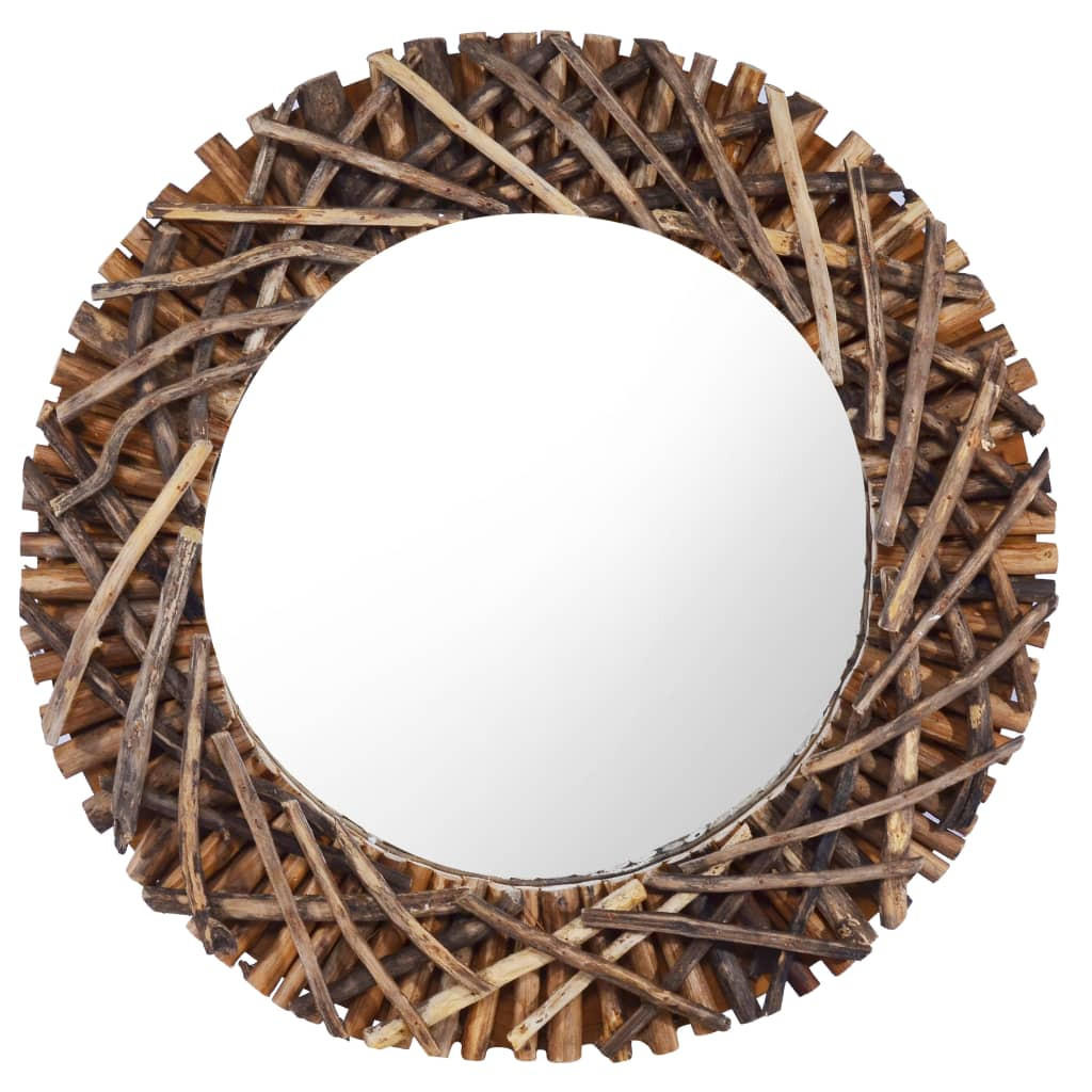 WANDSPIEGEL 60 cm Teak Rund - Naturfarben, Holz (60/60/8cm) - furnicato