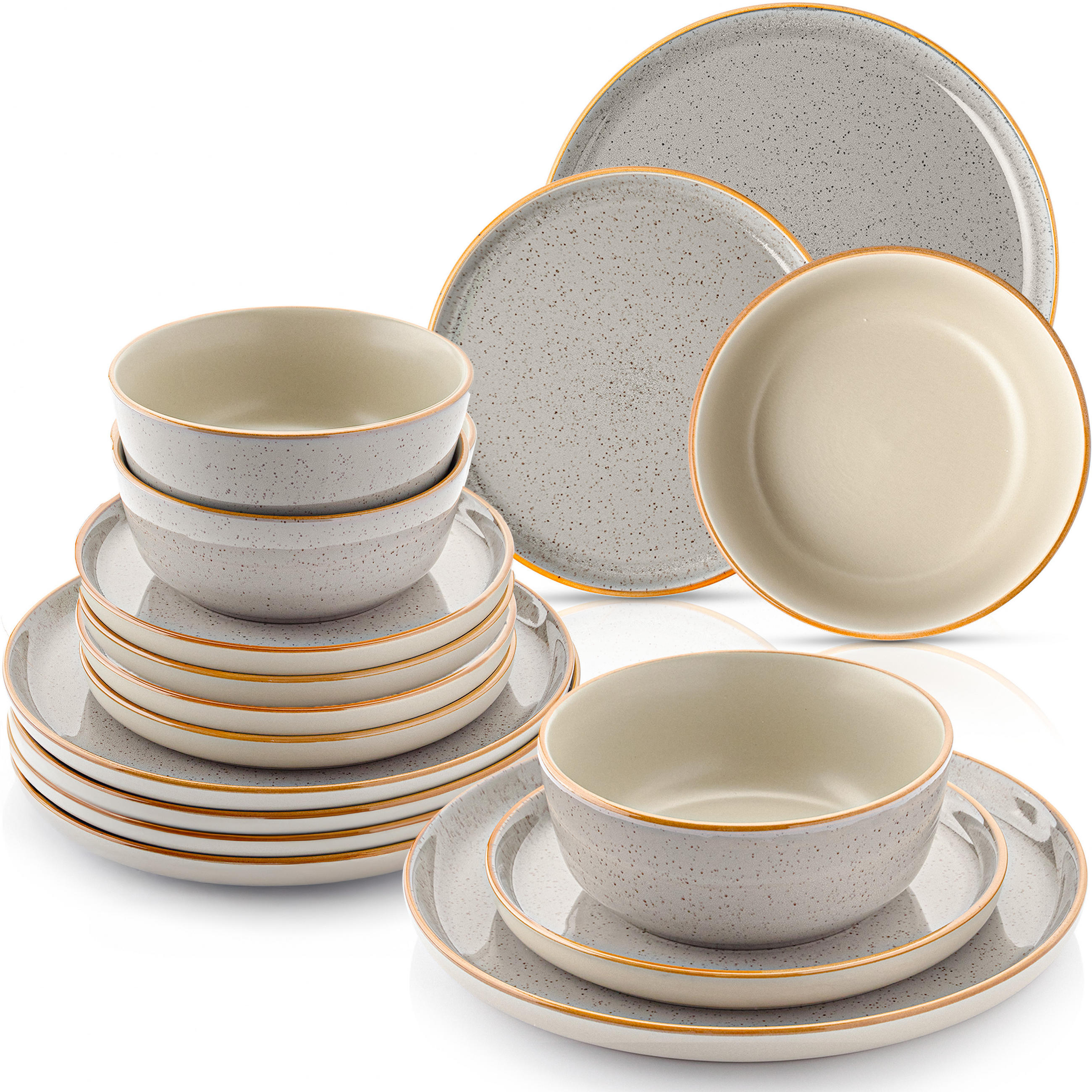 TAFELSERVICE RIO PERLGRAU - 18 teilig aus Steingut - Grau, Stein (27/6.6/27cm) - Sänger