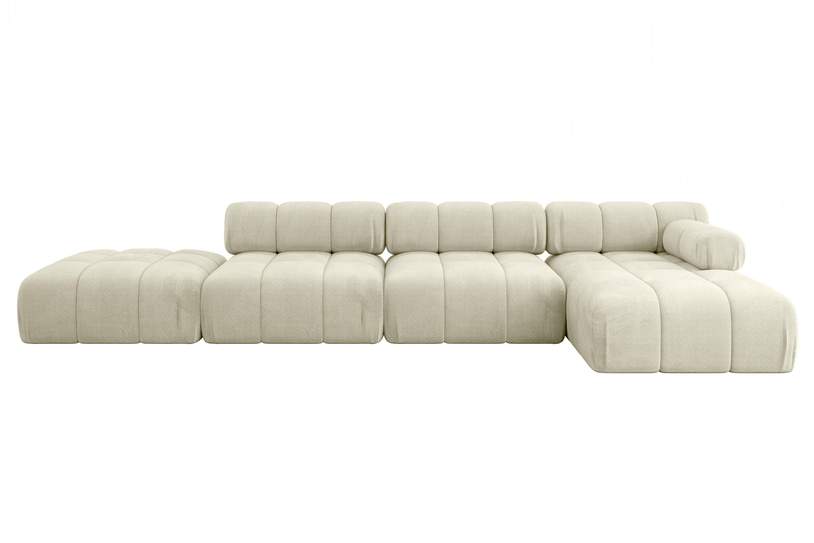 ECKSOFA modulares Sofa Lizur-L2 - 380x160x70 cm Beige Velours - Beige, Holzwerkstoff/Textil (380/160cm) - ALTDECOR