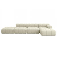 ECKSOFA modulares Sofa Lizur-L2 - 380x160x70 cm Beige Velours - Beige, Holzwerkstoff/Textil (380/160cm) - ALTDECOR
