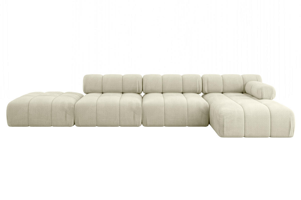 ECKSOFA modulares Sofa Lizur-L2 - 380x160x70 cm Beige Velours - Beige, Holzwerkstoff/Textil (380/160cm) - ALTDECOR
