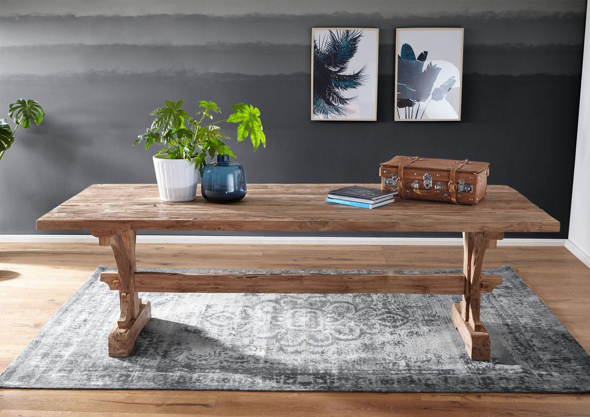ESSTISCH Teak 270x100x78 natur unbehandelt BASSANO #128 - Naturfarben, Holz (270/100/78cm) - Massivmoebel24