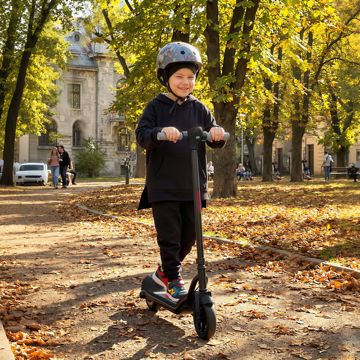 KINDERSCOOTER DE-16992 LED-Display & RGB-Licht Schwarz - Schwarz, Metall (80/34/89cm) - ComfortXL