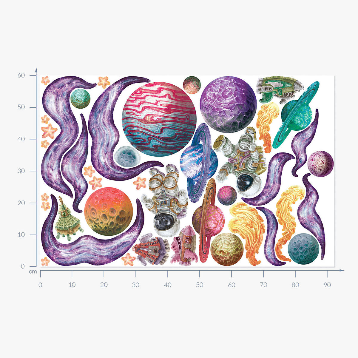 WANDAUFKLEBER 60x92cm - Weltraumträume - Multicolor, Kunststoff (60/92/0.1cm) - Wallfluent